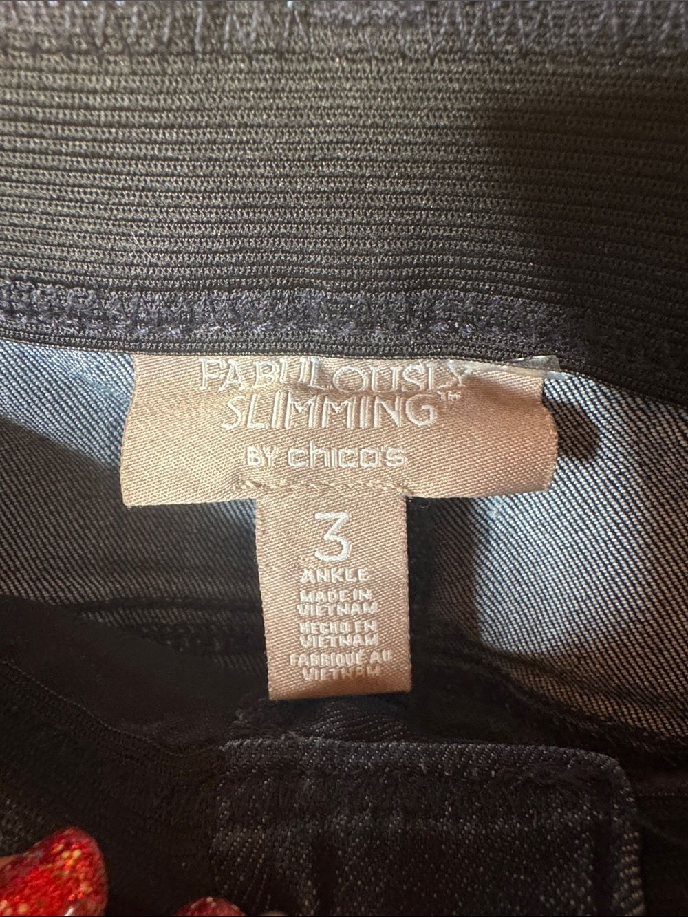 Chico’s So Slimming Girlfriend Ankle Jeans Dark Wash Size 3 (16) Stretch Denim - Picture 6 of 9